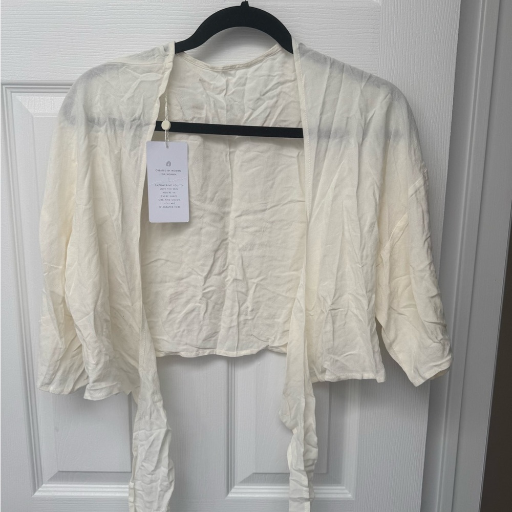Stylish Cream Tie-Front Cardigan